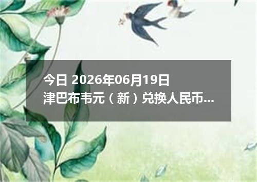 今日 2026年06月19日 津巴布韦元（新）兑换人民币最新汇率行情