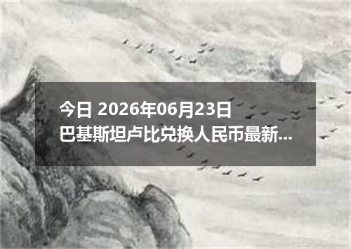 今日 2026年06月23日 巴基斯坦卢比兑换人民币最新汇率行情