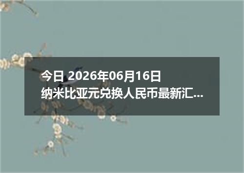 今日 2026年06月16日 纳米比亚元兑换人民币最新汇率行情