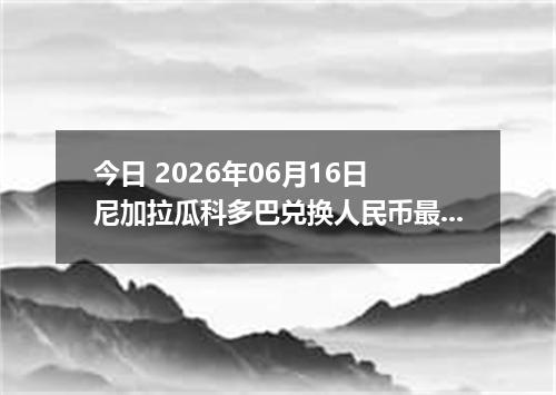 今日 2026年06月16日 尼加拉瓜科多巴兑换人民币最新汇率行情