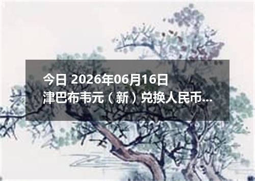 今日 2026年06月16日 津巴布韦元（新）兑换人民币最新汇率行情