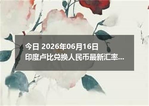今日 2026年06月16日 印度卢比兑换人民币最新汇率行情